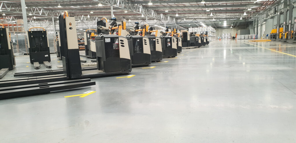 warehouse packaging polished flooring