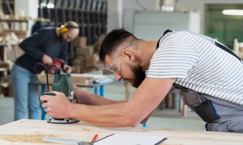man working cutting mdf board 23 2149384831